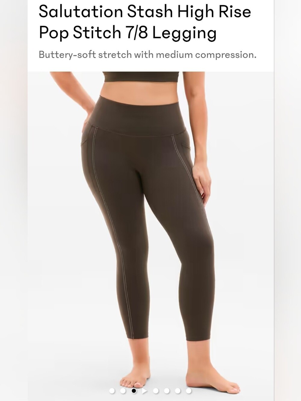 Athleta Salutation Stash High Rise Pop Stitch 7/8 Legging - SMALL